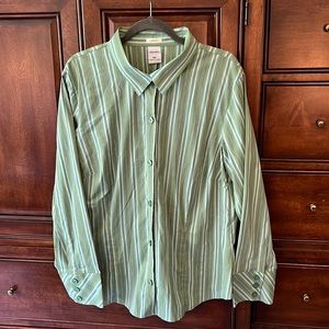 Old Navy Green Striped Button Down Shirt